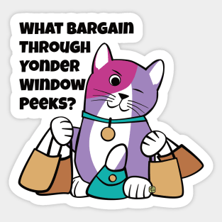 Shakespeare Shopping Cat Sticker